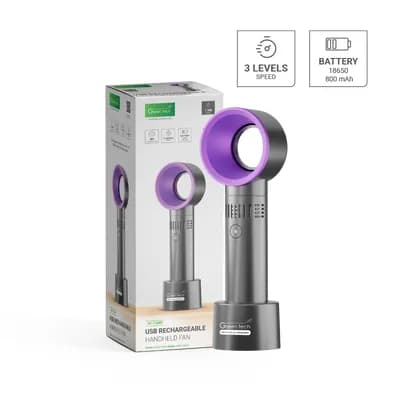 Prijenosni ventilator Green Tech, 1.9W, crni + ljubičasti, sa USB punjenjem