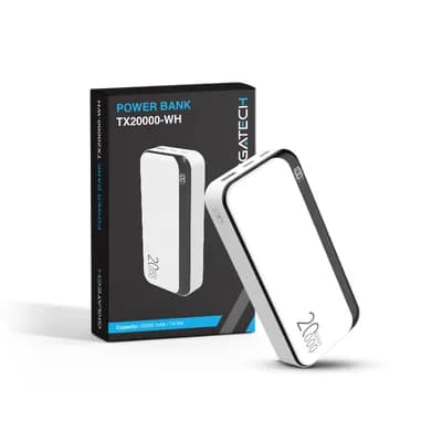 Power bank Gigatech 20000 mAh, USB i C izlazi, bijeli