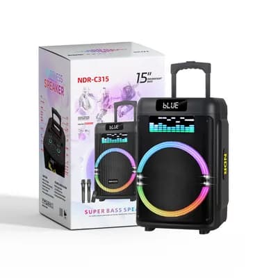 Zvučnik NDR-325 (FM/USB/TF/bluetooth/TWS) 15" karaoke s 2 wireless mikrofona