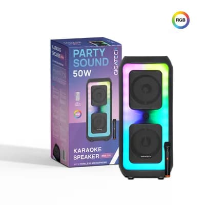 Zvučnik Gigatech BSK-200 (FM/USB/TF/AUX/TWS/BT) 2x4" karaoke s wireless mikrof.