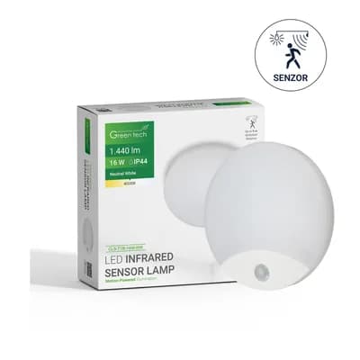 LED plafonjera sa senzorom Green Tech 16W, 4000K, promjer 25cm