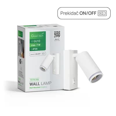 Zidna svjetiljka Green Tech, grlo GU10, IP20, bijela boja
