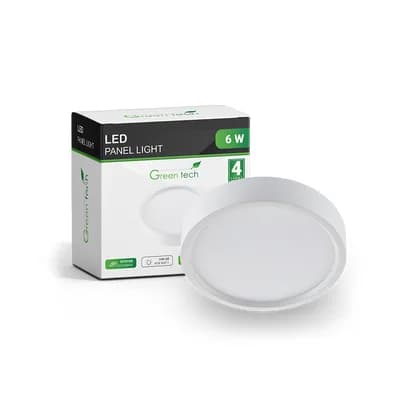 LED panel Green Tech 6W, 3000K, nadgradni, okrugli