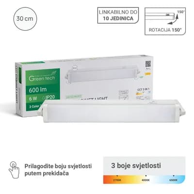 LED svjetiljka Green Tech za ormare pomična 3CCT 6W 30CM