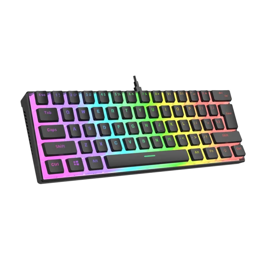 Tastatura gaming RAMPAGE RADIANT K11 black, Type-C, RGB, red switch, US layout, pudding keycaps, 38971