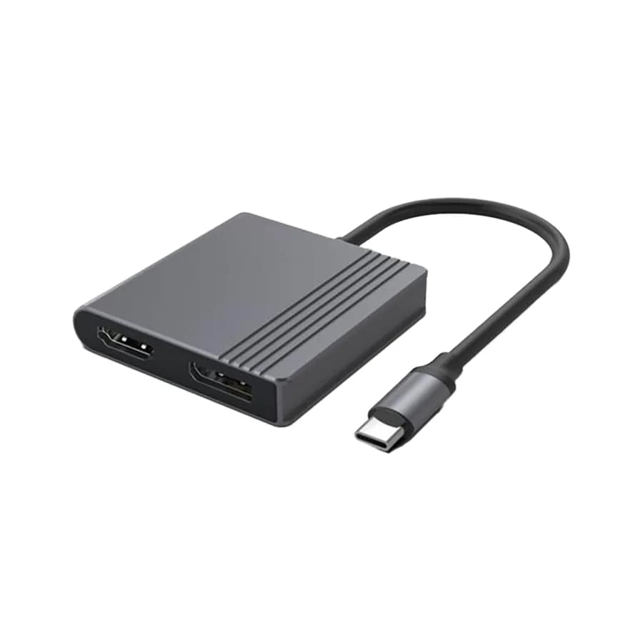 USB adapter Type-C to HDMI i DiplayPort adapter 4K 60Hz, black, GEMBIRD, A-CM-HDMIFDPF-01