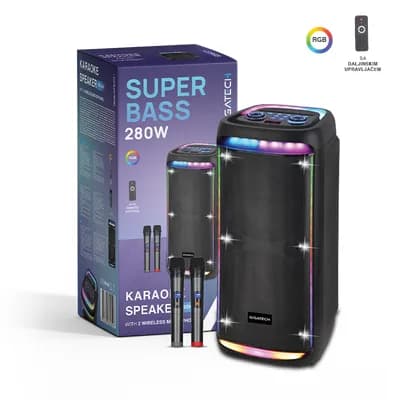 Zvučnik Gigatech BSK-540 (FM/USB/TF/BT/AUX/TWS) 2x10" karaoke s 2 wireless mik.