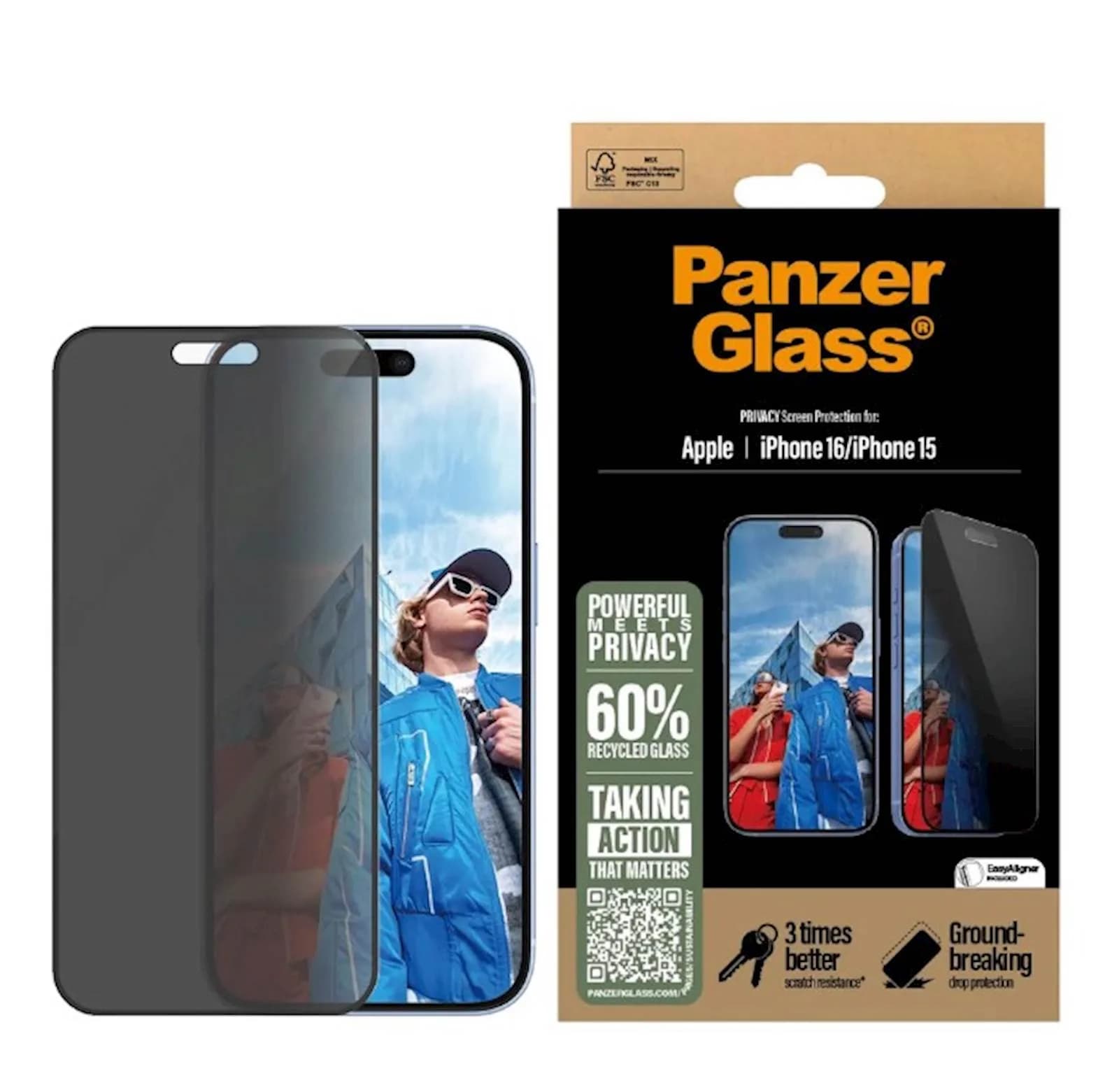 PanzerGlass Zaštitno staklo PG iPhone 16/15 Privacy