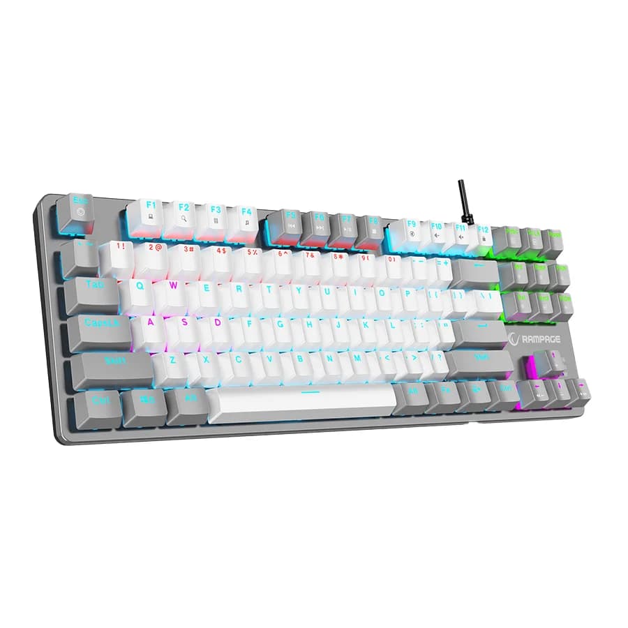 Tastatura gaming RAMPAGE SNUG K14 White/Gray Red Switch Mechanical Gaming Keyboard ENGLISH Layout English Rainbow TKL, 41852