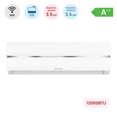 Klima Chigo 12000BTU, 3.5kW, A++, R32, -25°C ~ 50°C, s grijačem, WiFi, bijela