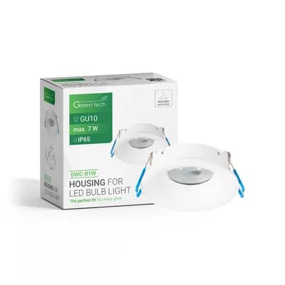 Kućište za LED žarulju Green Tech, GU10, IP65, bijela boja, 85 mm