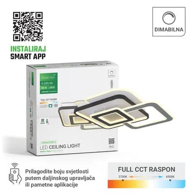 Smart stropna dekorativna svjetiljka Green Tech 94W, 3CCT, dim, APP + daljinski