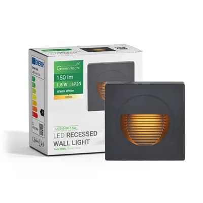 LED ugradna zidna svjetiljka Green Tech 1,5W, 3000K IP20, crna
