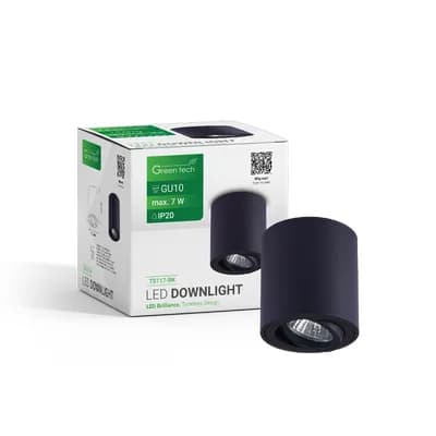 Nadgradna svjetiljka Green Tech, crna boja, grlo GU10