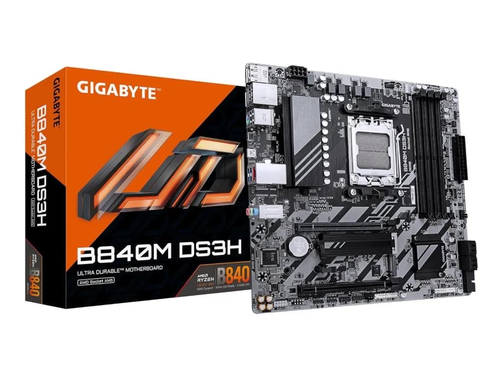 Gigabyte MB B840M DS3H AM5, 4x DDR5, 2x M.2, 4x SATA 1x HDMI, 2x DP, RAID, 14x USB, mATX