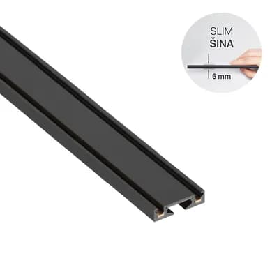 Magnetna slim šina Green Tech 2000 mm, nadgradna, mat crne boje