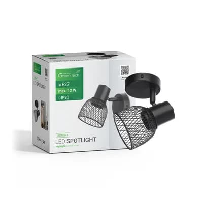 LED spot svjetiljka Green Tech, E27 X 1 kom, crna boja