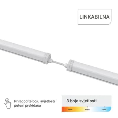 LED vodotijesna svjetiljka Green Tech, linkabilna, 18W, 120LM/W, 3CCT, IP65
