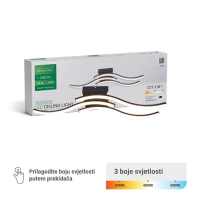 Stropna dekorativna svjetiljka Green Tech 18W, 3CCT