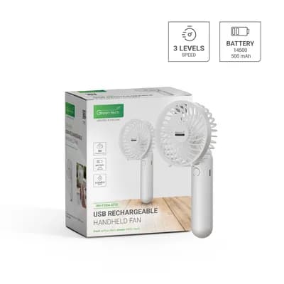 Prijenosni ventilator Green Tech, 1.1W, bijeli, sa USB punjenjem