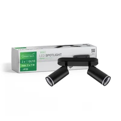 LED spot svjetiljka Green Tech, GU10 X 2 kom, crna boja