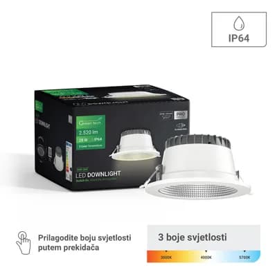 LED downlight Green Tech 28W, 3CCT, promjer 195-210 mm