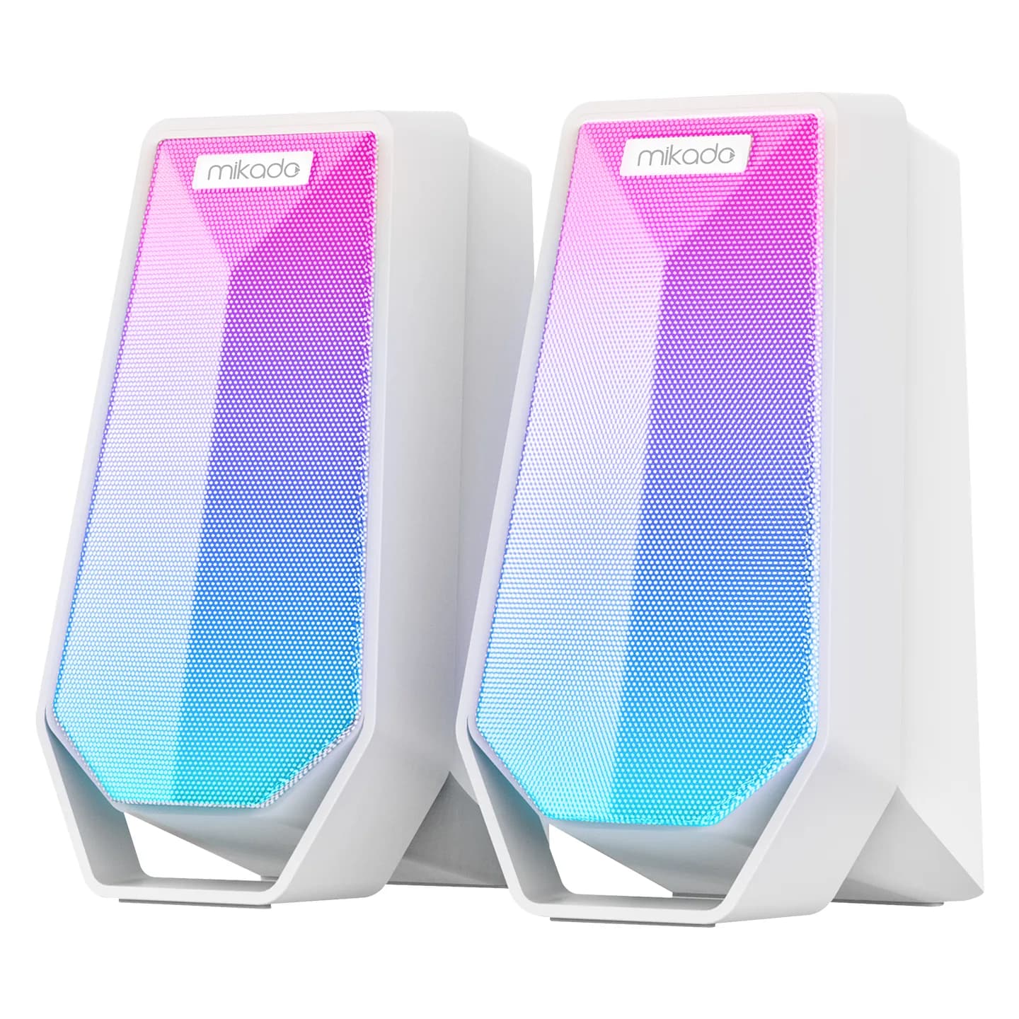 Zvučnici 2.0 gaming Mikado MD-188 2.0 5W*2 Bluetooth White RGB illuminated USB cable USB 5V 5V speaker speaker, 41682