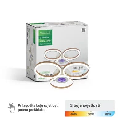 Stropna dekorativna svjetiljka Green Tech 128W, 3CCT