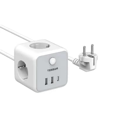 Produžni kabel Tessan TS-301-C, 3x AC, 2x USB-A, 1x USB-C, 2m, 15W
