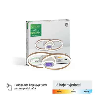 Stropna dekorativna svjetiljka Green Tech 92W, 3CCT