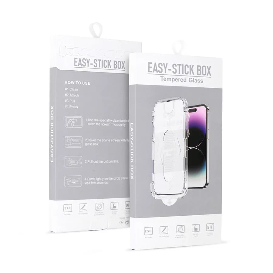 EASY-STICK KUTIJA OD KALJENOG STAKLA SA PUNIM LEPKOM ZA IPHONE 12 PRO MAX CRNI