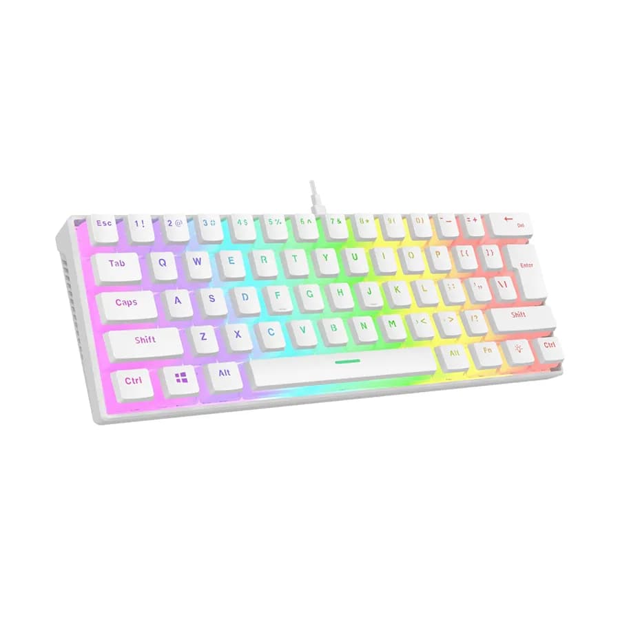 Tastatura gaming RAMPAGE RADIANT K11 white, red switch, Type-C, RGB, US Layout, pudding keycaps, 38969
