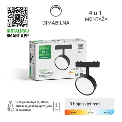 LED magnetna svjetiljka Green Tech "MYSTYLE" 9W, 3CCT, Dim./ Smart Lamp APP
