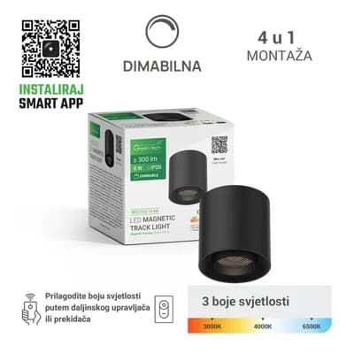 LED magnetna svjetiljka Green Tech "MYSTYLE" 6W, 3CCT, Dim./ Smart Lamp APP