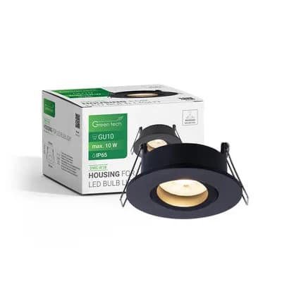Kućište za LED žarulju Green Tech, GU10, IP65, crna boja, 85 mm