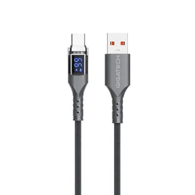USB na C kabel Gigatech XB805 1m, s LED display-om, sivi