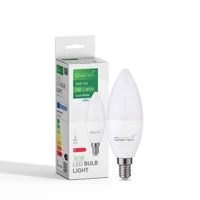 LED žarulja Green Tech 7W, 6000K, E14, C37, IP20, Sanan chip