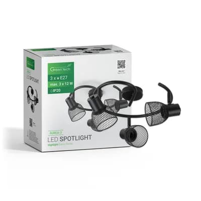 LED spot svjetiljka Green Tech, E27 X 3 kom, crna boja