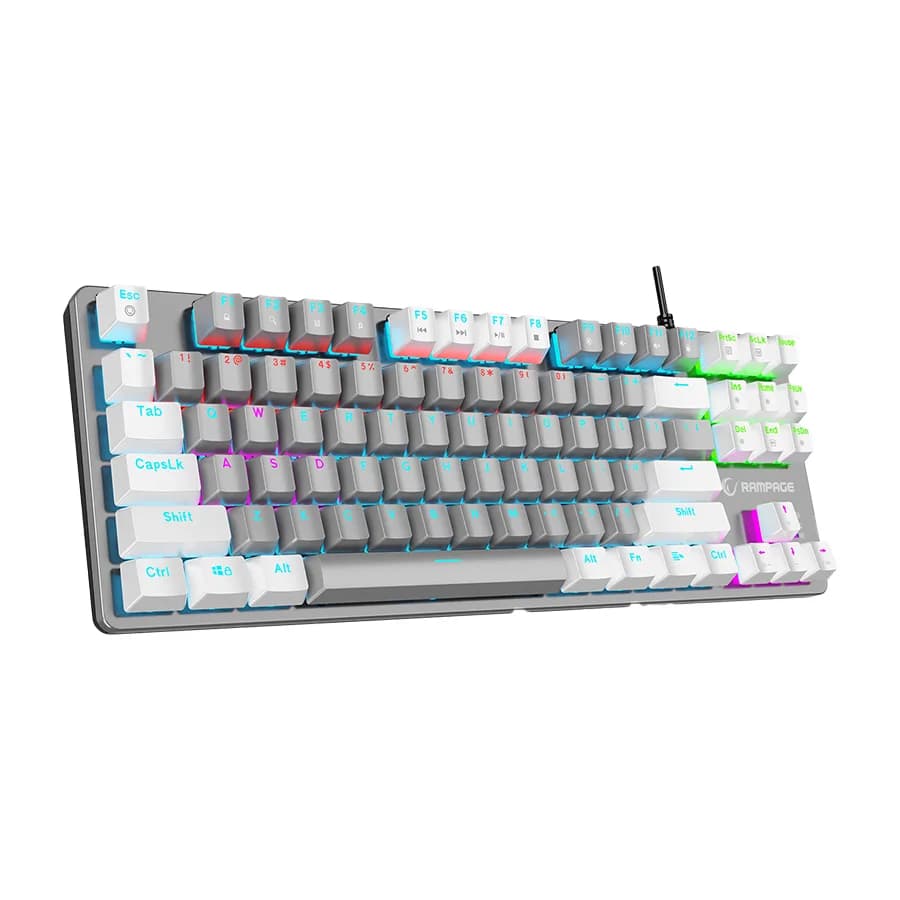 Tastatura gaming RAMPAGE Snug K14 Gray/White Red Switch Mechanical Gaming Keyboard ENGLISH Layout English Rainbow TKL, 41855