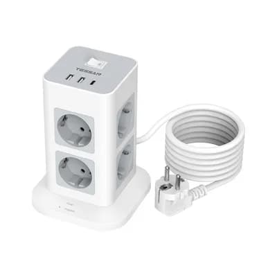 Produžni kabel Tessan TPS03-DE-C, 8x AC, 2x USB-A, 1x USB-C, 2m, 15W