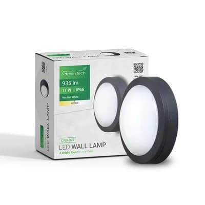 LED zidna svjetiljka Green Tech 11W, 4000K, promjer 17*6cm, IP65, crna