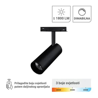 LED magnetna svjetiljka Green Tech 20W, 3CCT, IP20, OSRAM LED, crna boja