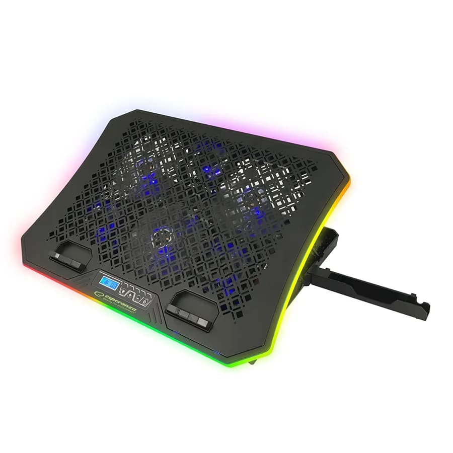 Postolje za notebook gaming ESPERANZA RGB ILLUMINATED NOTEBOOK COOLING PAD WITH MOBILE PHONE STAND GALERNE EGC109