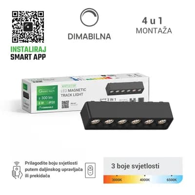 LED magnetna svjetiljka Green Tech "MYSTYLE" 6W, 3CCT, Dim./ Smart Lamp APP
