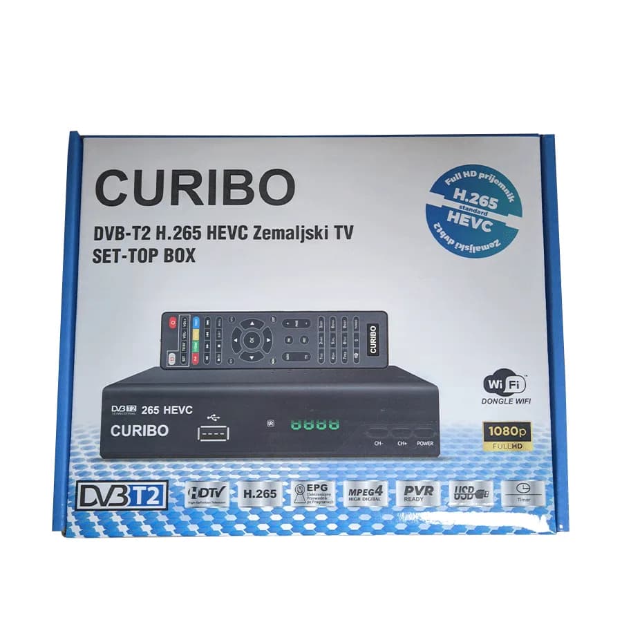 Curibo TV RECEIVER DVB-T2/C H.265, aerial + cable