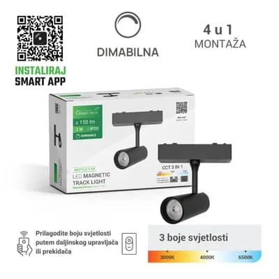 LED magnetna svjetiljka Green Tech "MYSTYLE" 3W, 3CCT, Dim./ Smart Lamp APP