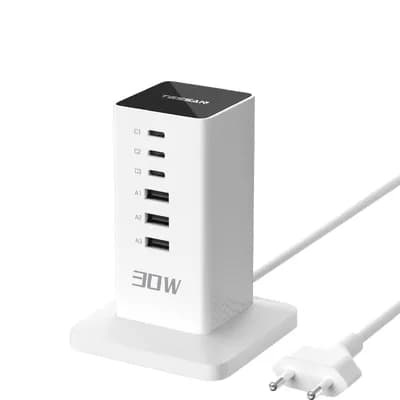 Produžni kabel Tessan TS-CS04, 3x USB-A, 3x USB-C, 2m, 15W