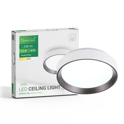 LED plafonjera Green Tech, 12W, 4000K, IP20, bijela + antracit, promjer 25,8 cm