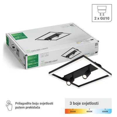 Stropna dekorativna svjetiljka Green Tech 36W, 3CCT + 2 x SPOT GU10