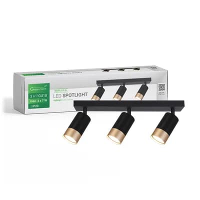 LED spot svjetiljka Green Tech, GU10 X 3 kom, crno-zlatna boja